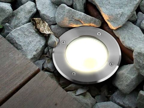 7W LED Ground Spot Satin Nickel warmweiß